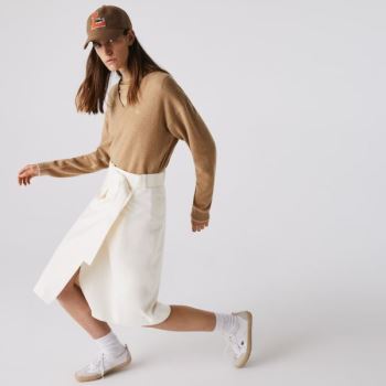 Lacoste Cotton And Wool Wrap Skirt - Sukně Dámské Bílé | CZ-TkMGvw